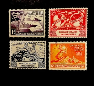 FALKLAND ISLANDS - Dependencies GVI SG G21-G24, 1949 UPU set Used. - Picture 1 of 2