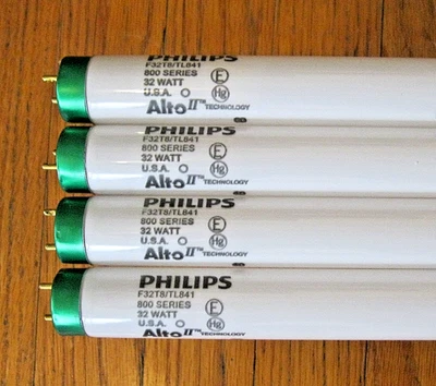 4 PHILIPS 32w T8 FLUORESCENT TUBE LIGHT BULB LAMP F32T8/TL841 ALTO USA MADE NEW - Image 1 of 3