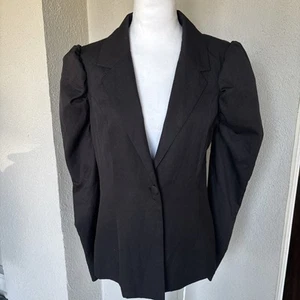 Misguided Black Puff Sleeve Blazer Size 8 - Picture 1 of 7