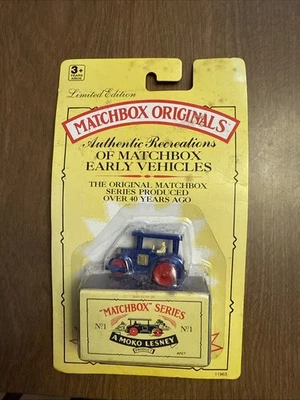 NIB 1992 Matchbox Orig Series Moko Lesney No. 1 Diecast 3-Wheeled Tractor Blue - Image 1 of 2