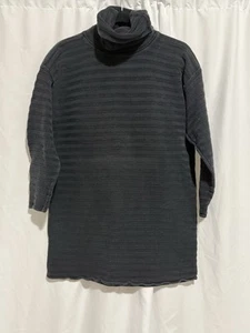 Sara Vintage Dress Sweater Black Ottoman Ribbed Mock Minimalist Sz M - Picture 1 of 5