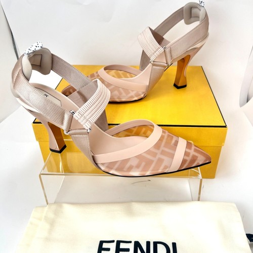 Fendi Colibri decolte donna slingback rosa nudo tacco taglia 42