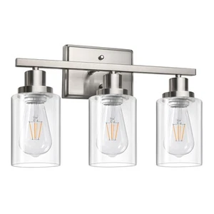 Bathroom Vanity Light Fixtures, 3 Light Wall Sconces Lighting with Clear Glas... - Picture 1 of 9