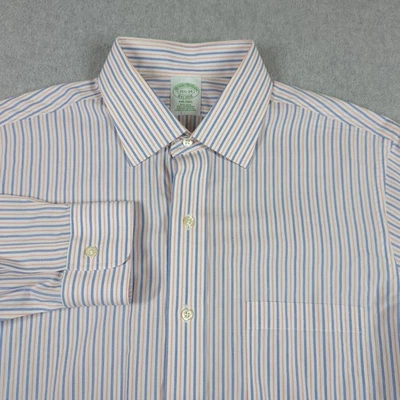 Camisa de vestir Brooks Brothers Milano para hombre 15,5 rayas manga larga sin hierro Supima Foto 1 de 4