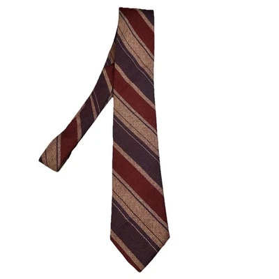 Oakton Ltd Tie Mens Burgundy Tan Diagonal Stripe Woven Textured Classic Necktie - Image 1 of 4