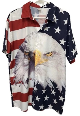 Camisa manga corta American Eagle abotonada, bandera americana XXL Foto 1 de 4