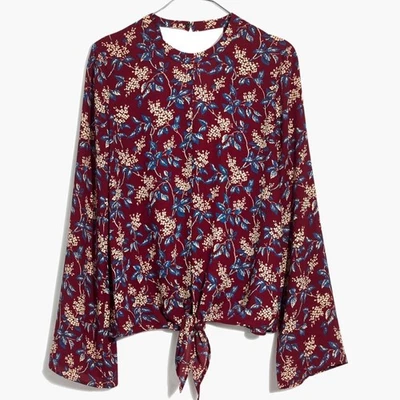 MADEWELL Bell-Sleeve Tie Top in Antique Flora XS Floral Bloomcore Autumn - Image 1 of 4