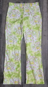 Lilly Pulitzer Girls Pants Size 12 Green Pink Jubilee Floral Cotton Lightweight - Picture 1 of 13