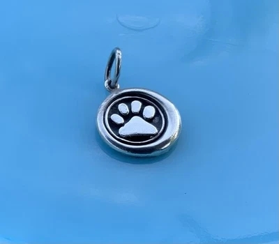 Sterling Silver Waxing Poetic WP Round Puppy Dog Paw Print Charm Pendant 3.6g - Image 1 of 4