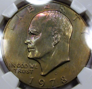 1978-D Ike Dollar NGC MS-63... with SUPERB OBVERSE TONING! A Very Pretty Coin!!! - Picture 1 of 7