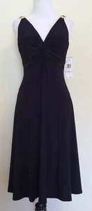 Jones NY Damen Kleid Größe 6 schwarz dehnbarer Stoff goldene Hardware LBD Party  - Bild 1 von 12