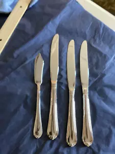 NOUVEAU -INTERNATIONAL SILVER GLOSSY STAINLESS,3-Dinner Knives & 1-Butter Knife - Picture 1 of 12