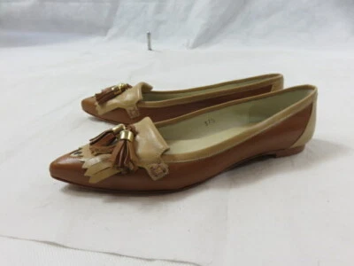 London Sole Penelope Loafer Tan Tassel/Fringe Leopard Toe Accent Size 37.5 NWOB - Image 1 of 4