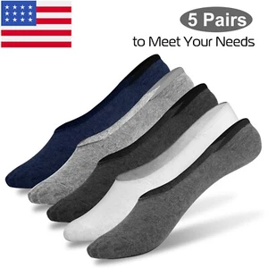 5 Pairs Womens Men No Show Socks Low Cut Ankle Socks Non-slip Size 5.5-9.5 - Picture 1 of 10