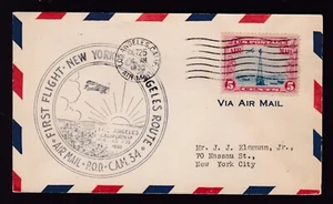 FIRST FLIGHT P.O.D.-C.A.M. 34, LOS ANGLES - NEW YORK 1930 - Picture 1 of 1