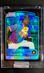 2003 Bowman Chrome Blue Refractor Uncirculated #317 Denny Tussen Encased Rookie