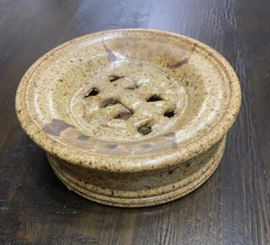 Handmade Studio Art Pottery Signed Stoneware Soap Dish Bowl 2 piece - Picture 1 of 7