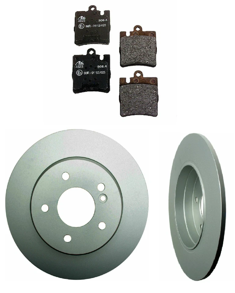 2 ATE TRASERO Freno DISCO SÓLIDO Rotor Kit + Juego de almohadillas para Mercedes c240 CLK VER FiTMENT Foto 1 de 4