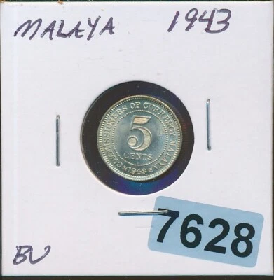MALAYA - 1943 - SILVER 5 CENTS - NICE BU - #7628 - Image 1 of 2