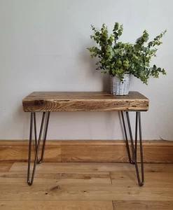 Chunky Rustic Side Tables, with Steel Hairpin Legs (Chunky Scandinavian Redwood) - Picture 1 of 12