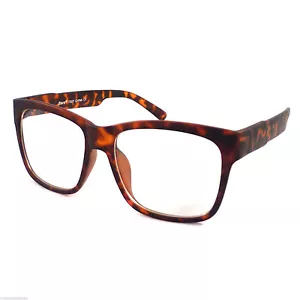 NERD Oversized Square Unisex Frame Trendy Clear Lens Eye Glasses TORTOISE NEW - Picture 1 of 4