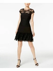 MSK Womens Lace Knee-Length Flounce Dress Sheath Black Size 10 - Picture 1 of 2