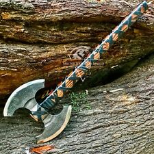 MDM Viking Double Head Axe - Hand Forged Carbon Steel Twin Blade Ax Gift Item Ax