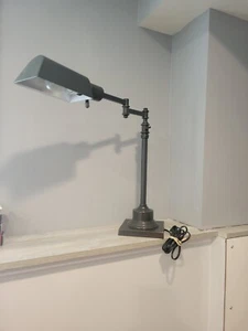 21 IN (H) W/ 20 IN SWING ARM BANKERS LAMP VERY HEAVY BRONZE ❤️❤️❤️ - Picture 1 of 15