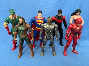 Justice League 7" Action Figures Lot of 7 Flash Aqua Man Superman McFarlane Toys - Picture 1 of 23