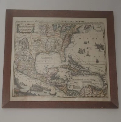 "Mappa Geographica Regionem Mexicanam Floridam" CIRCA 1730 Colored Map Engraving - Image 1 of 4