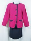 LE SUIT Women 2PC Magenta Pink Black Polyester Skirt Suit Size 6P Petite