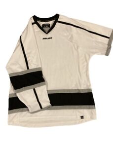 NWT Bauer 900 Series Junior Hockey Jersey White Black Silver Size Large