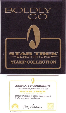 STAR TREK "BOLDLY GO" NEXT GENERATION STAMP PORTFOLIO: GUYANA #2904-6. SCV $48 Cover