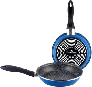 K2 Set Padelle, Antiaderente Multistrato, Effetto Pietra, Blu, 20 X 24 Cm - Foto 1 di 12