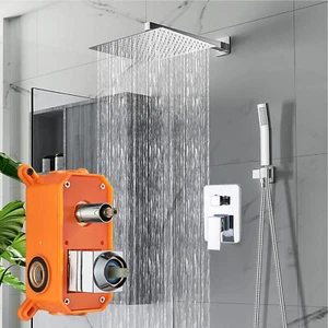 Unterputz Duscharmatur Set ibox 40cm Regendusche Kopfbrause Mischbatterie Chrom - Picture 1 of 12