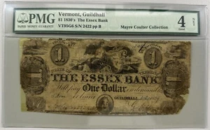 1830's Vermont, Guildhall $1 - The Essex Bank - PMG 4 NET- RARE EARLY NOTE - Picture 1 of 2