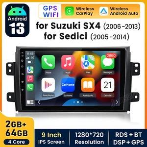 For Suzuki SX4 2006-2013 2+64GB Carplay Android 13 Car Stereo Radio GPS Navi RDS - Bild 1 von 12