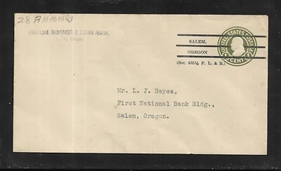 US Envelope UPSS #2014a-28A: Salem OR Precancel; 1b1 A 50 28a; Used  - Scarce! - Image 1 of 2