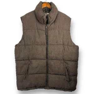 Raw Blue Men's Size 3X Insulated Puffer Vest Dark Brown Faux Suede Outdoor Layer - Picture 1 of 7
