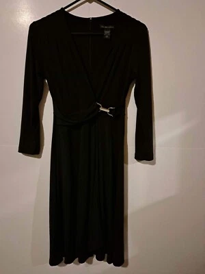 New York & Company Woman Fit & Flare Long Sleeves Dress Stretch Size XS Black - Image 1 of 4