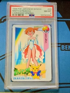 PSA 8 Misty & Pikachu #23 Carddass Bandai 1998 Anime Series Japanese #P176 - Picture 1 of 2