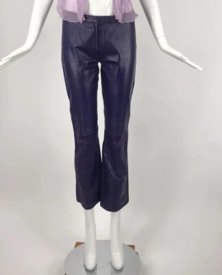 Vintage 90s 00s Vivian Tam Leather Flare Pants Xs Size 0 Club Kid Goth Grunge - Image 1 of 4