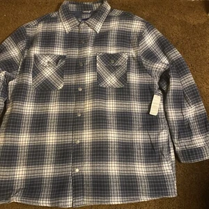 VTG Northcrest Flannel Jacket Insulated Mens 3XLT Tall Blue Plaid Shacket NWT - Picture 1 of 13