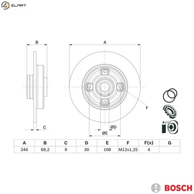 2x BRAKE DISC 0 986 479 F74 FOR PEUGEOT 2008/Van/SUV 208/Hatchback  VAUXHALL - Image 1 of 4