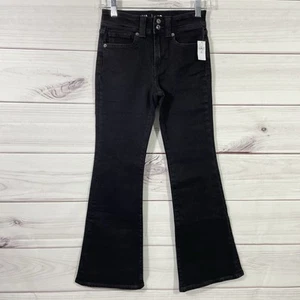 Gap Kids Jeans Girls 12 Black 70's Flare High Rise Denim Adjustable Waist. - Picture 1 of 12