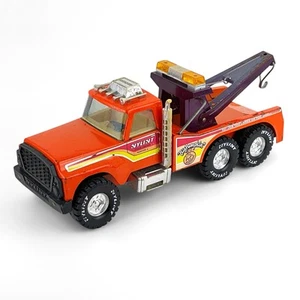 Vintage Nylint Toys Big Pumpkin Orange Wrecker Pressed Steel Tow Truck Ford 16" - Picture 1 of 16