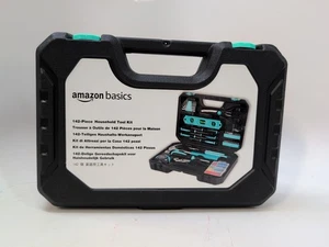 Amazon Basics Haushaltswerkzeugset mit Aufbewahrungskoffer Türkis 142-teilig (80379) - Bild 1 von 5