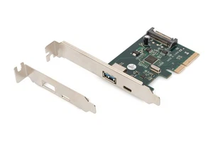 Karta DIGITUS IO - PCIe - Karta interfejsu USB 3.1 - 2 porty - 1x USB-C i 1x - Zdjęcie 1 z 4