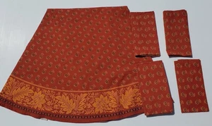WILLIAMS SONOMA Provence Brick Red Floral Cotton Round Tablecloth /(4) Napkins - Picture 1 of 9