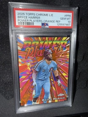 2025 Topps Chrome Bryce Harper Power Players Orange Ref /25  PSA 10 POP 1 - Image 1 of 2